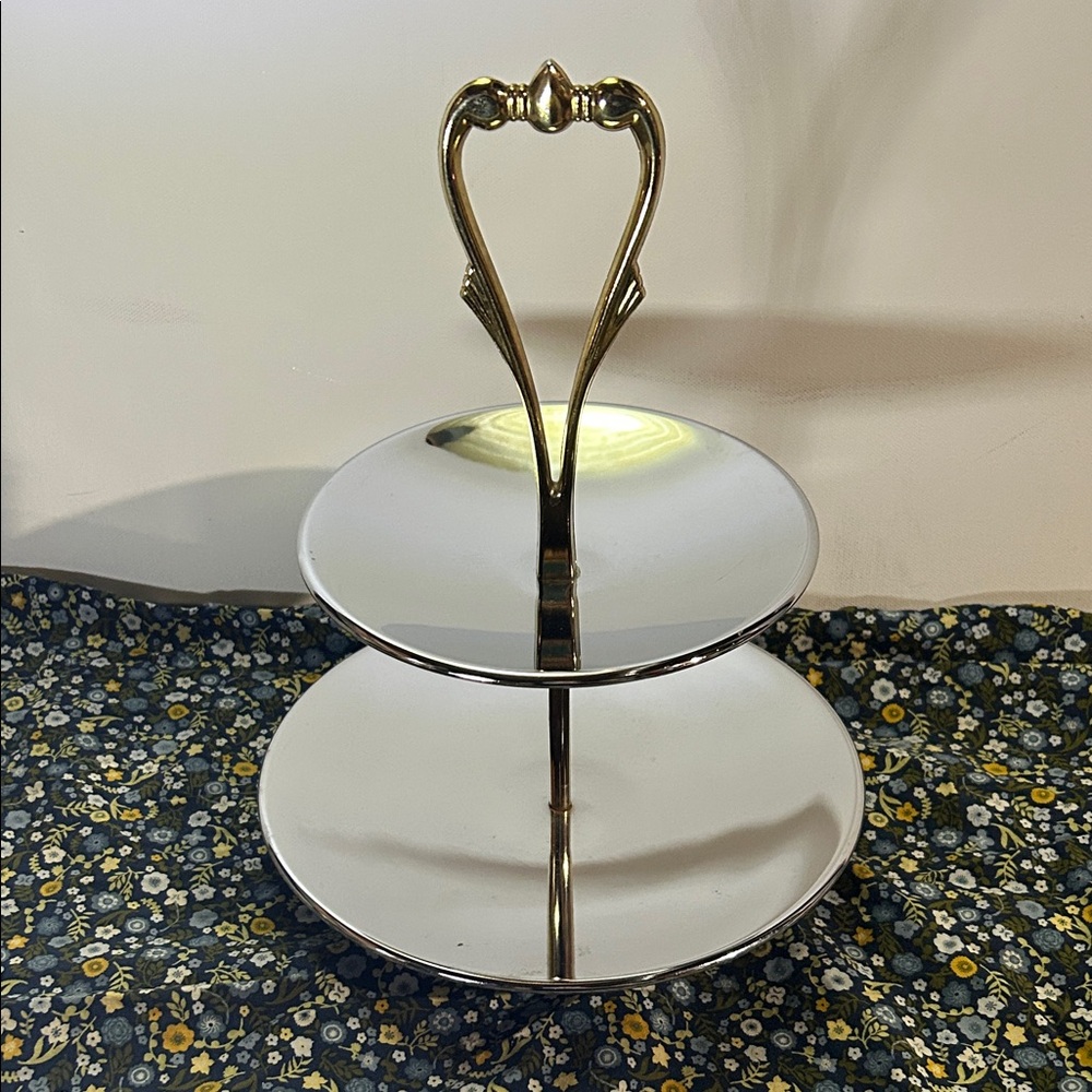 Kromex vintage 2 tiered serving tray